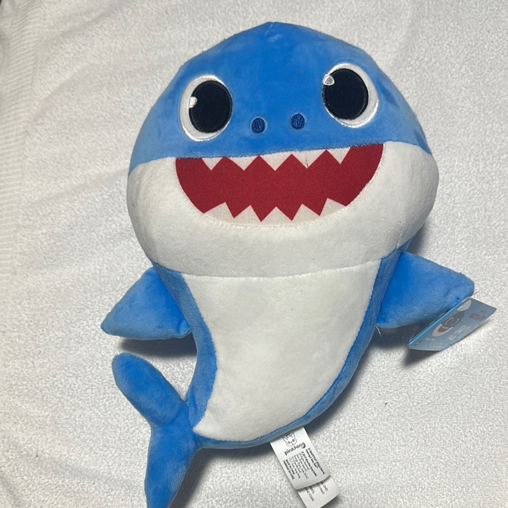 Blue and White Stuffed Shark Toy